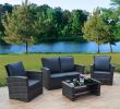 Allibert Mobilier De Jardin Best Of 4 Piece Algarve Rattan sofa Set In Dark Mixed Grey with Dark