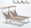 Chaise De Jardin En Aluminium Frais Set 2 Sun Loungers with Head Shade Limited Edition