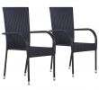 Destockage Salon De Jardin Resine Tressee Charmant Vidaxl Vidaxl Chaises Empilables D Extérieur 2 Pcs Résine Tressée Noir