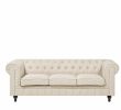 Salon De Jardin Arrondi Beau Canapé 3 Places En Tissu Beige Chesterfield