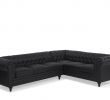 Salon De Jardin Arrondi Élégant Canapé Angle   Gauche En Simili Cuir Noir Chesterfield