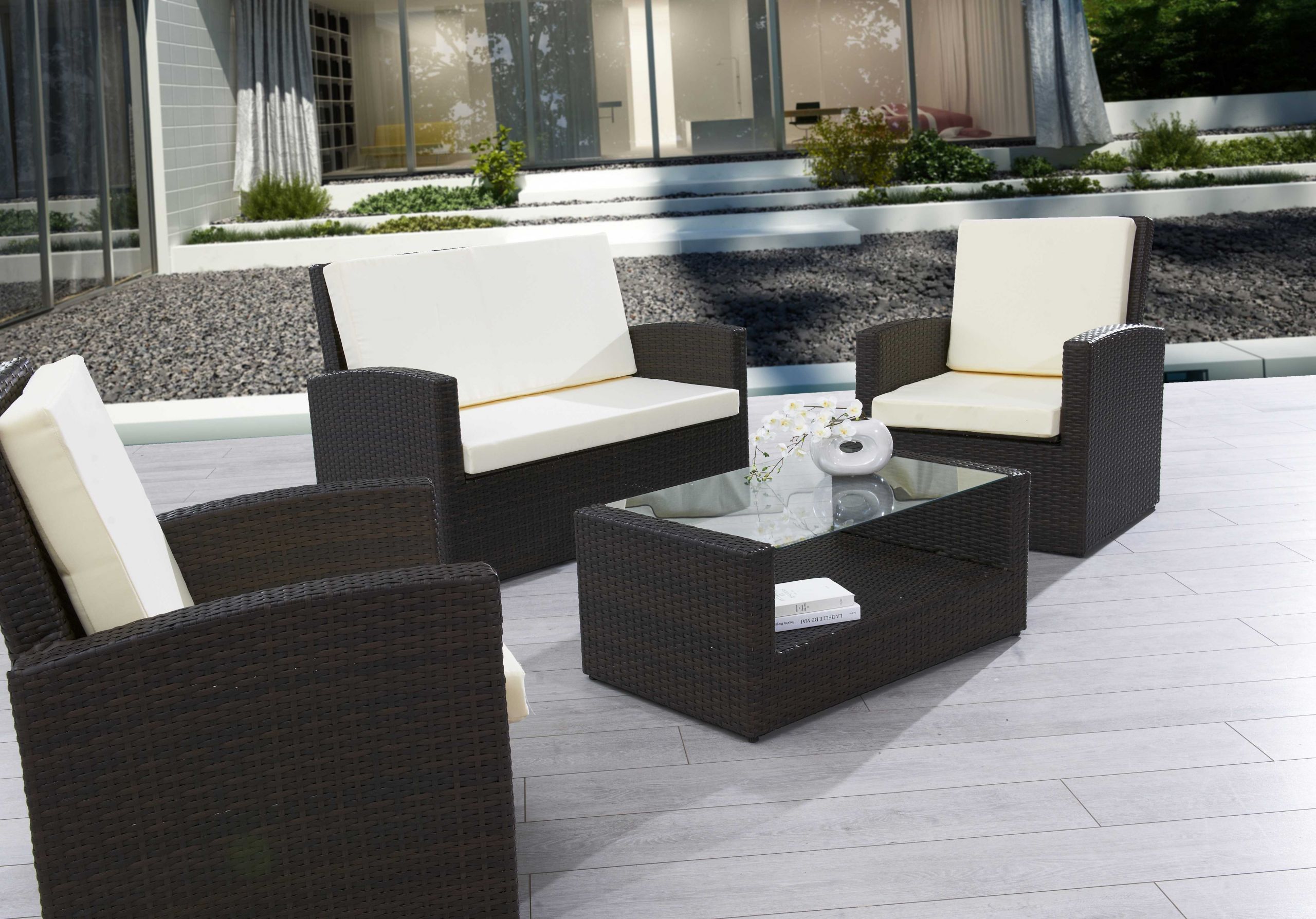 Salon De Jardin Imitation Rotin Beau Table Et Chaise Pour Terrasse Pas Cher