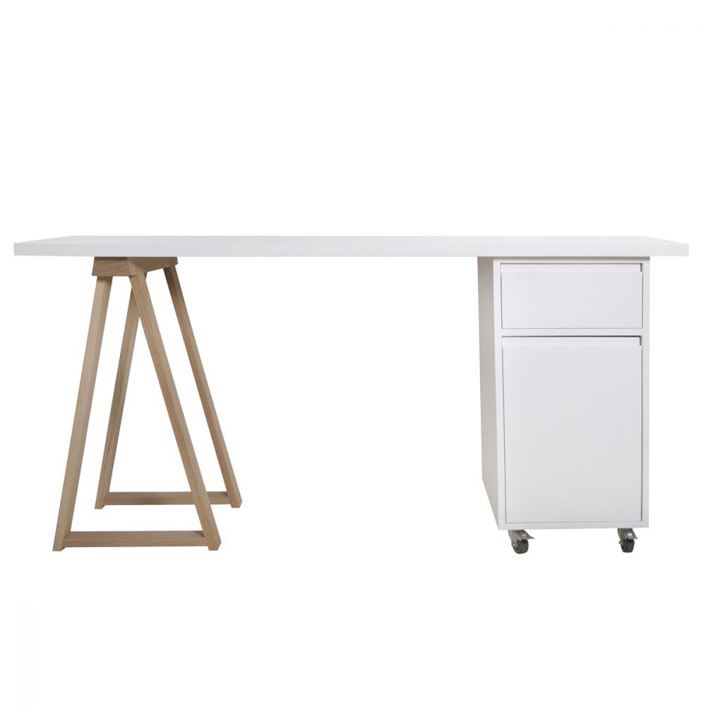 Table De Salon Avec Rangement Inspirant White top Oak Trestle Leg and Trestle Cube with Drawer and