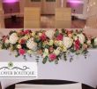 Table Eucalyptus Charmant White Pink Wedding Flowers for top Table and Ceremony