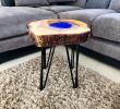 Table Resine Nouveau Coffee Side Table with Fluorescent Epoxy Resi