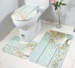 Table Salle De Bain Frais 3 Pcs Couvre Si¨ges De toilette Ensemble De Salle De Bains Flanelle Starfish Shell toilettes Couvercle Antidérapant Tapis Piédestal