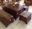 Table Terasse Nouveau Handcrafted Teak Wood Storage Table and Benches From Chiang