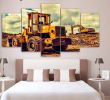 André Jardin Nouveau á5 Panel Painting Canvas Bulldozer Wall Art Picture Home