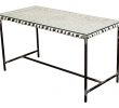 Table Élégant Rectangular Table with An Iron Frame and A Lattice Woven top